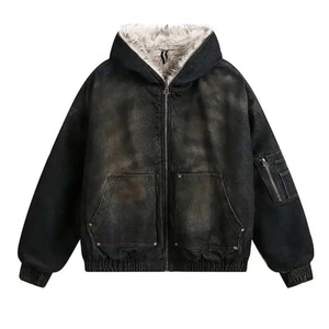 <span class=keywords><strong>Felpa</strong></span> <span class=keywords><strong>con</strong></span> Cappuccio in Pelle Nera per Uomo, Pullover Lavorato a Maglia <span class=keywords><strong>con</strong></span> Bordo in Pelliccia, Ecologica e Traspirante, Foderata, Casual Invernale - Product Image 6