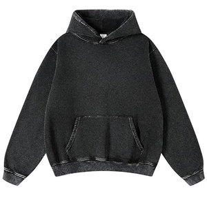 Sudadera con capucha de gramaje pesado sin cordón, personalizada para hombre, estilo desgastado, oversize, lisa, con lavado ácido vintage - Product Image 1