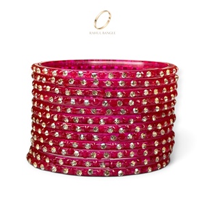 Bracelets en verre cristal kashmiri rose vif, prêts à l'exportation, pour femmes, vente en gros, bijoux de mode pour mariage, livraison mondiale - Product Image 4