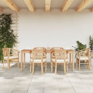 Set da pranzo con Patio in Teak in legno massello da 7 pezzi per uso giardino - Product Image 1