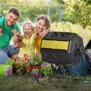 Aeratore per compost e fertilizzanti composto a tamburo rotante da esterno giallo 162L - Product Image 4