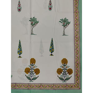 Sábana Plana de Algodón Estampada a Mano con Diseño Geométrico, Doble, Multi Blanco, 200 Hilos, Transpirable, para Hogar, Hotel y Uso Elegante - Product Image 2