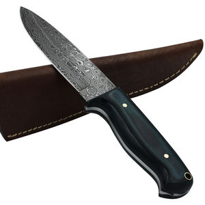 Couteau de poche artisanal en acier Damas avec manche en bois, personnalisable, support OEM pour la survie en plein air, la chasse et l'utilisation tactique - Product Image 1