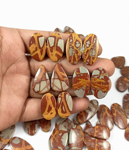 Paire de cabochons en jaspe Noreena naturel de haute qualité, taille libre, pierre précieuse en quartz pour la fabrication de bijoux - Product Image 4