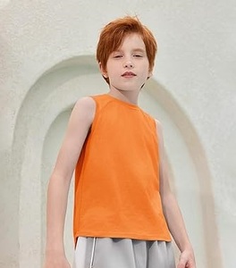 Camiseta sin Mangas para Niños de Color Naranja con Logotipo Personalizado de Buena Calidad, Chaleco para Bebés, Ropa para Niños, Tops Transpirables para Niños - Product Image 3