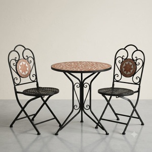 Ensemble de jardin 4 places en fer forgé au design européen traditionnel, revêtement poudré, écologique, résistant aux intempéries, KHP - Product Image 1