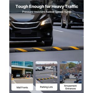 Rallentatore di velocità in gomma per impieghi gravosi da 6FT, capacità di carico 22000 libbre/asse, rampa protettiva per cavi da 72 pollici, 2 canali, per la sicurezza del traffico - Product Image 3