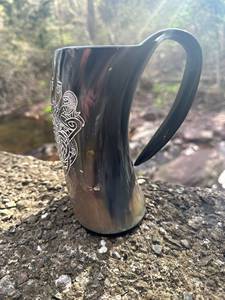 Nouvelle tasse authentique en corne de vache Viking, faite à la main, en corne d'ox naturelle, pour bière/ale/médicament, écologique, style médiéval vintage pour la maison - Product Image 4