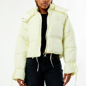 Luxury Women's Cropped Quilted <b>Down</b> Puffer Jacket Hooded <b>Duck</b> <b>Down</b> Winter <b>Coat</b> Fashionable Zipper Jacket - Product Image 3