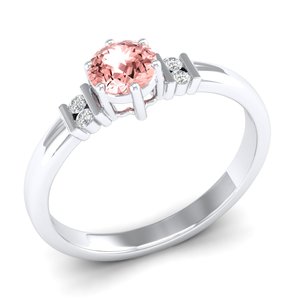 Anillo de compromiso REYES con gema de morganita de corte brillante redondo de 0.5 quilates en oro macizo de 14K para mujer, precio mayorista - Product Image 2