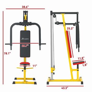 Sistema Giallo per Palestra Domestica con Macchina per Chest Fly e Press per Allenamento di Schiena, Pettorali, Deltoidi Posteriori e Spalle - Product Image 2