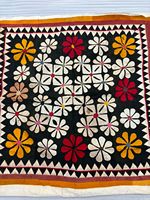 Panneau mural décoratif en tissu de coton brodé, patchwork vintage fait main, multicolore, lavable