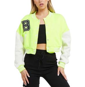 Chaqueta Universitaria de Lana con Parches Personalizada de Alta Calidad para Mujer, Chaqueta de Béisbol con Logotipo Personalizado para Mujer - Product Image 3