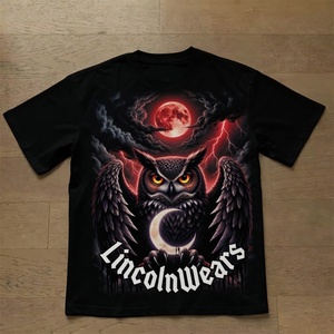 USA Custom Men's <b>Gothic</b> Owl Print Cotton Streetwear T-<b>Shirt</b> Short Sleeve O-Neck Oversized Fit Digital Printed Crop Eco-Friendly - Product Image 1
