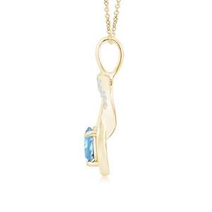 จี้ทองคำแท้ 14k ลายอินฟินิตี้ ขนาด 5 มม. ประดับพลอยอะความารีน 0.45 กะรัต และเพชร  จำหน่ายส่ง - Product Image 3
