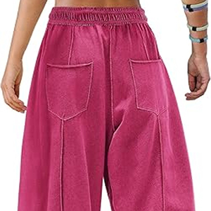 Women Breathable Cargo Sweatpants Wide Leg Pants High Waist <b>Drawstring</b> Casual Loose Fit Joggers - Product Image 6