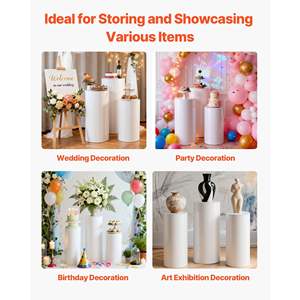 Pedestal Cilíndrico de PVC Blanco para Decoración de Bodas, Fiestas de Cumpleaños, Arte, 3 Piezas, 23.62/29.53/35.43 Pulgadas, Exhibidores de Mesa, 33.07 Libras - Product Image 6