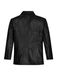 Men's Ben Stiller <b>Leather</b> <b>Blazer</b> Classic Black Formal Casual Slim Fit <b>Jacket</b> - Product Image 2