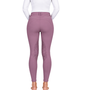Leggings d'équitation pour femmes, couleur violette, taille haute, extensibles, avec grip en silicone sur toute la surface, pour l'entraînement et la compétition - Product Image 2
