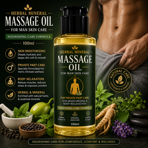 Aceite de Masaje Herbal Mineral para el Cuidado de la Piel Masculina, Cuidado de las Partes Íntimas, Aceite Relajante Corporal Hidratante, Reafirmante y Nutritivo (Para Todo Tipo de Piel) - Product Image 3