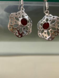 A High Quality <b>Earrings</b> Designer Best Price <b>Earrings</b> for Women Silver Jewelry <b>Red</b> Stone Bohemian style Handmade Birthstone May - Product Image 4