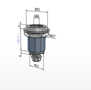 Vis à tête hexagonale K1113 M22 x 5.0 avec écrou de blocage pour montage industriel - Product Image 3