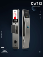 Serrure de porte intelligente avec écran HD 4,5 pouces - Déverrouillage par reconnaissance faciale, empreinte digitale, mot de passe, carte, télécommande, alimentation Type-C, stockage cloud, application Tuya, Wi-Fi, aluminium