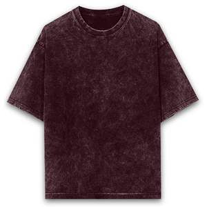 Camiseta de punto para hombre, oversize, cuello redondo, manga corta, color liso, lavada, casual, corte regular, largo normal - Product Image 1