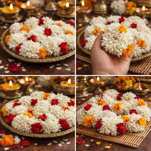 ดอกไม้ประดิษฐ์จากผ้ากัจรา พลาสติก แข็งแรง ทนทาน เป็นมิตรกับสิ่งแวดล้อม กันน้ำ สายรัดข้อมือสำหรับผู้หญิง ของขวัญงานแต่งงาน ฮัลดี เมห์นดี - Product Image 5