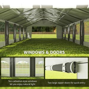 16FT X 32FT Heavy-Duty Large Wedding <b>Tent</b> Outdoor Carport Garage Party <b>Canopy</b> Patio Gazebo Sidewall Gray Color Made Polyester - Product Image 5