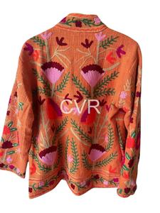 Abrigo de Punto Bohemio para Mujer, Talla Grande, con Cuello Mandarín y Bordado Floral, Manga Larga, Ropa Exterior Casual de Primavera - Product Image 2