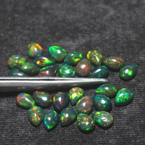 Opale noire éthiopienne naturelle, taille poire, cabochon, pierre d'opale de feu multicolore pour la fabrication de bijoux, vente en gros HASNAIN - Product Image 4