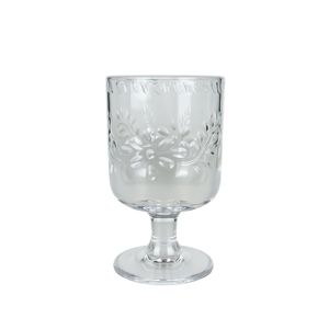 Gobelet en verre floral gaufré vert avec pied, style vintage, vaisselle de table - Product Image 3