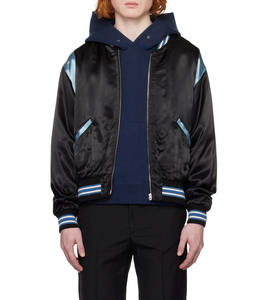 Chaqueta bomber de satén de alta calidad para hombre, chaqueta bomber de nailon con cremallera al por mayor, chaqueta transpirable con diseños personalizados, chaqueta estilo Letterman. - Product Image 5