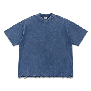 Fabricants de vêtements fabriqués au Pakistan, logo personnalisé, streetwear, impression personnalisée, t-shirt en coton délavé à l'acide pour hommes - Product Image 1