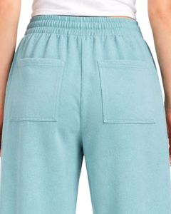 Pantalones Deportivos Anchos para Mujer, Color Verde Azulado, Cintura Elástica con Cordón, Corte Holgado Informal, Pierna Recta, Suaves y Cómodos para Estar en Casa - Product Image 4