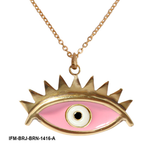 Collar artesanal de latón para mujer con colgante minimalista de ojo, esmalte rosa, revestimiento resistente al deslustre y cadena de eslabones ajustable de longitud princesa. - Product Image 6