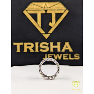 Hip Hop 925 Sterling Silver <b>Iced</b> Out Band <b>Ring</b> VVS Moissanite Diamond Hip Hop Luxury Jewelry By Trisha Jewels - Product Image 2