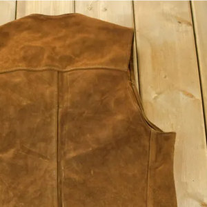 2026 New Custom Made Men Genuine Cow Skin Winter Stand Motorcycle Vest High Quality Casual Vintage High Street Front - Product Image 5