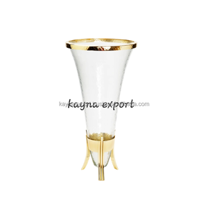 Jarrón de Flores de Latón Chapado en Oro para Mesa, con Vidrio Transparente, Estilo Costero, para Decoraciones de Boda, Gran Venta - Product Image 6