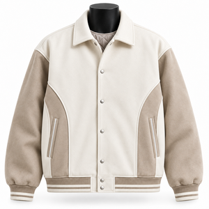 Chaqueta de Béisbol Personalizada con Logotipo, Chaqueta Casual Holgada Estilo Letterman, Chaqueta Varsity de Lana para Otoño e Invierno para Hombre - Product Image 1