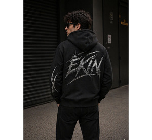 Sudadera con Capucha Extra Grande Estilo Vintage Personalizada, Unisex, 100% Algodón Terry, Diseño de Pinturas Digitales Otoñales, Lavado Ácido, Efecto Desgastado, Sudadera Gruesa - Product Image 4