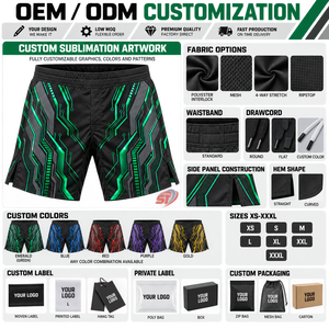 Custom Emerald Circuit MMA Fight <b>Shorts</b> <b>Grappling</b> <b>Shorts</b> Manufacturer OEM ODM Sublimated Training Sportswear - Product Image 6