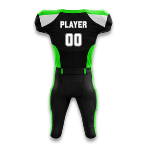 Custom Men's Black Green American Football Jersey Short Sleeve V-<b>Neck</b> Moisture Wicking Fitted Sport Apparel - Product Image 2
