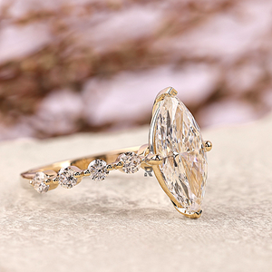 Anillo de Compromiso y Boda Minimalista para Mujer Vivian Marquise, Oro de 10K, 14K, 18K, Diamante Cultivado en Laboratorio de 1-5CT, Color D, VS1, Certificado IGI - Product Image 2