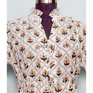 Cotton Short Party <b>Dress</b> for Women Japan Style Office Lady Boho Chic Summer <b>Dress</b> Floral Print Lightweight Evening Wear - Product Image 4