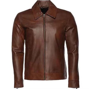 New Look 2025 Winter Season Fashion Men's Genuine Vintage Sheep Skin Collarless Motorcycle <b>Jacket</b> Classic Design Side Pockets - Product Image 1