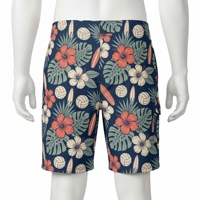 Shorts de bain hawaïens pour hommes, imprimé tropical, cordon de serrage, taille mi-haute, séchage rapide, pour surf et volley-ball, logo personnalisé