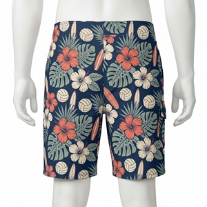 Hawaiian Board <b>Shorts</b> <b>Men</b> Tropical Print Drawstring Mid Waist Quick Dry <b>Swim</b> Trunks Surf Volleyball Custom Logo - Product Image 2