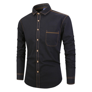 Chemise boutonnée en jersey 100 % coton délavé coupe classique personnalisée pour homme, manches classiques, style streetwear décontracté, respirante et à séchage rapide - Product Image 1